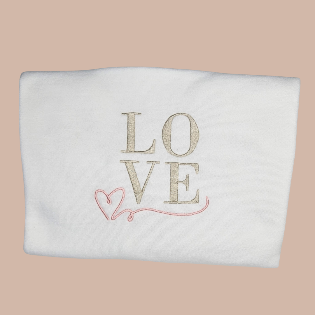 LOVE - Adult Embroidered Sweater or Hoodie