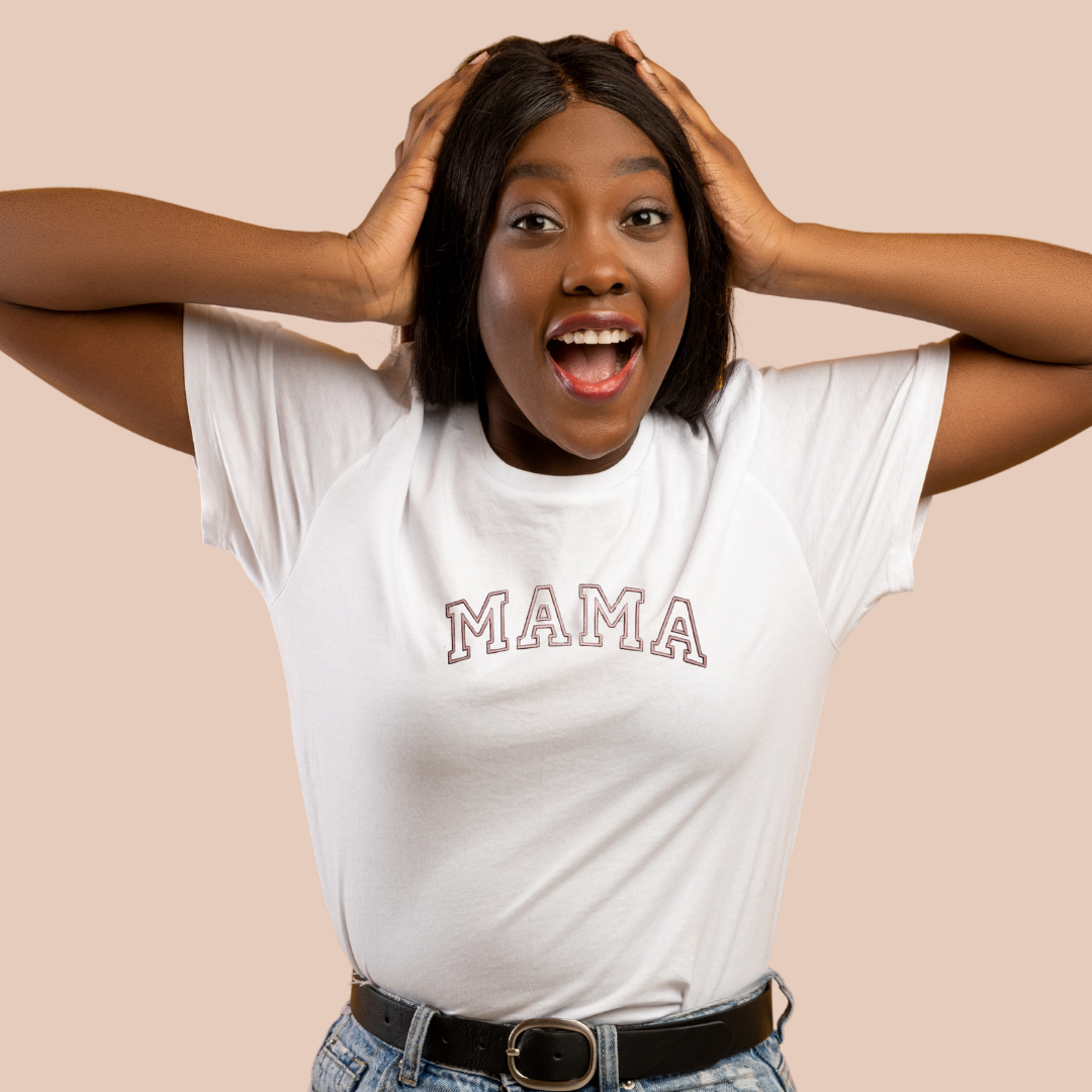 Mama College - Adult Embroidered T Shirt
