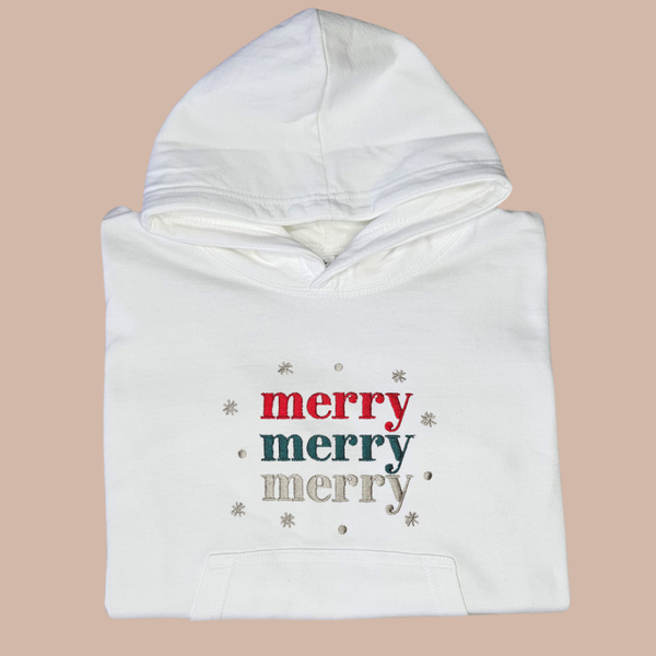 Christmas Merry, Merry, Merry  - Child Embroidered Sweater or Hoodie