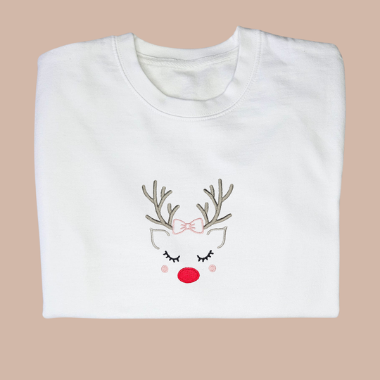 Christmas Miss Reindeer  - Adult Embroidered Sweater or Hoodie