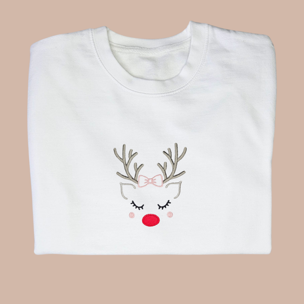 Christmas Miss Reindeer  - Adult Embroidered Sweater or Hoodie
