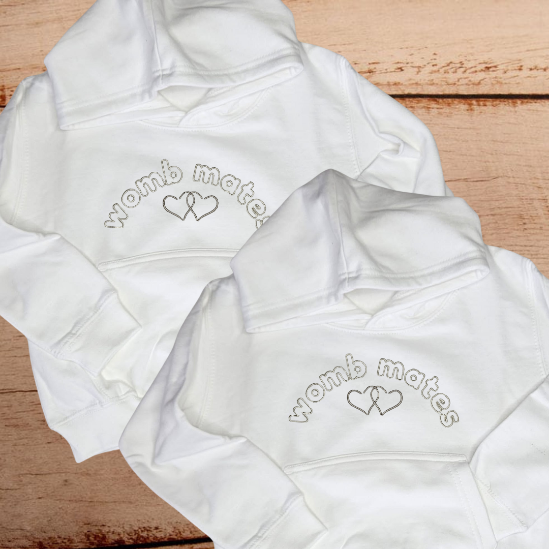 Womb Mates Hearts - Child Embroidered Sweater or Hoodie