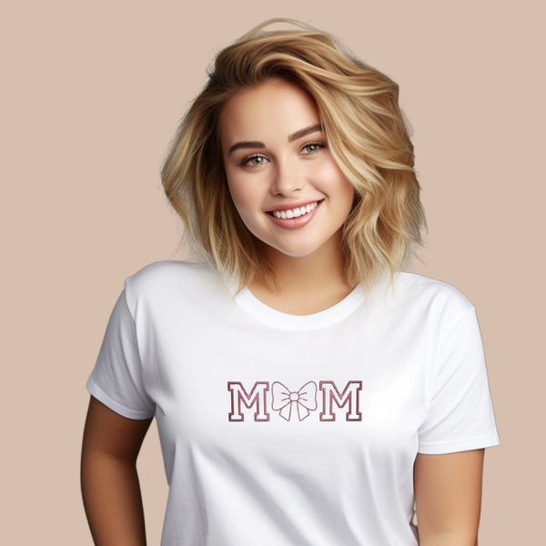 Mum Bow - Adult Embroidered T Shirt