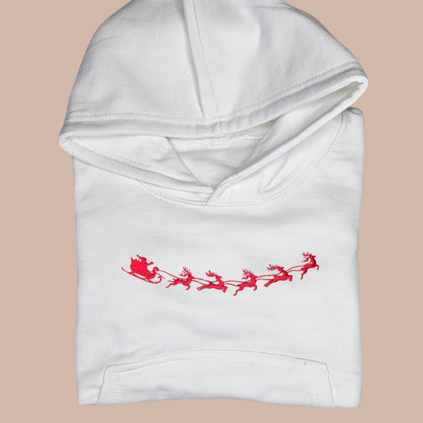 Christmas, Santa's Sleigh - Child Embroidered Sweater or Hoodie