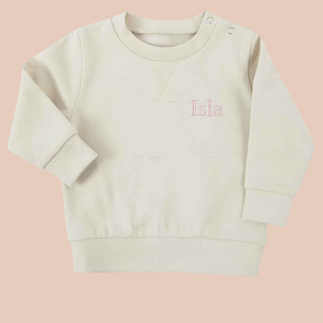 Small Name (Bodoni) - Infant Personalised Embroidered Sweater or Hoodie