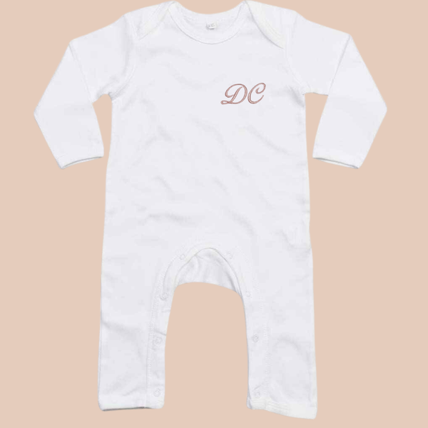 Small Initials (Script) - Infant Personalised Embroidered T Shirt, Vest or Romper