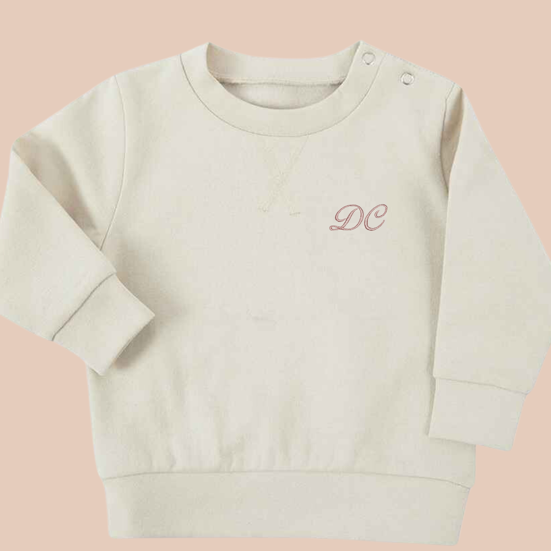 Small Initials (Script) - Infant Personalised Embroidered Sweater or Hoodie