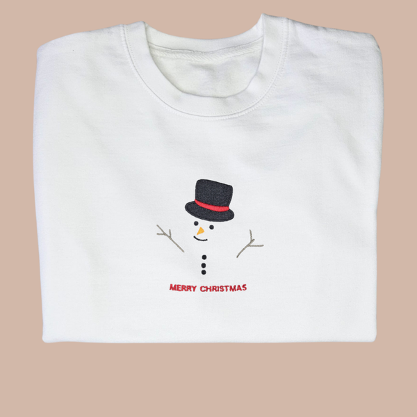 Christmas Snowman - Adult Embroidered Sweater or Hoodie