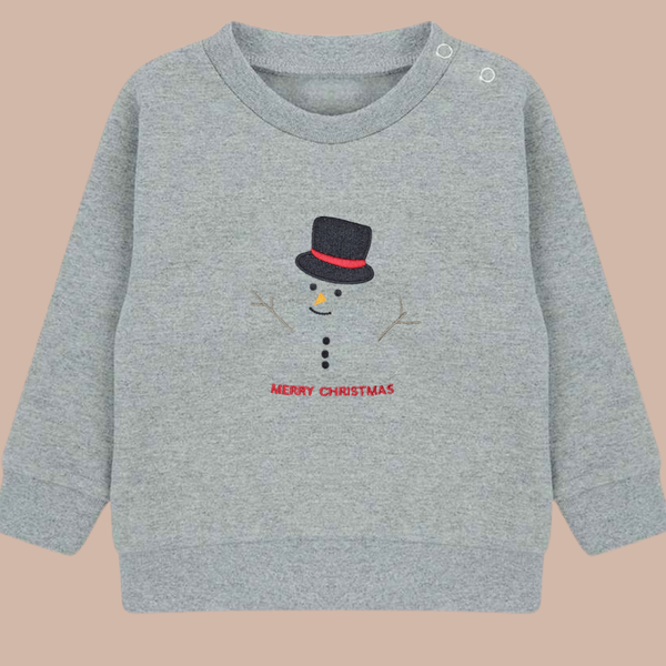 Christmas Snowman - Infant Embroidered Sweater or Hoodie