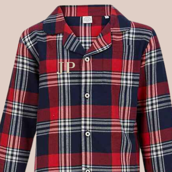 Initials (Bodoni) - Child (3-4yrs - 13yrs) Personalised Tartan Pyjamas