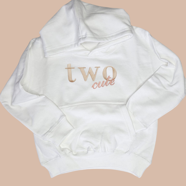 Two cute - Child Embroidered Birthday Sweater or Hoodie
