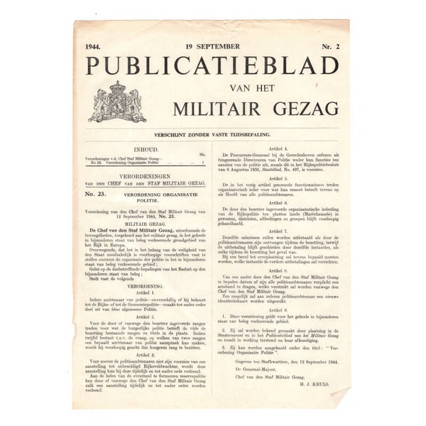 WWII Dutch Publicatieblad Militair Gezag