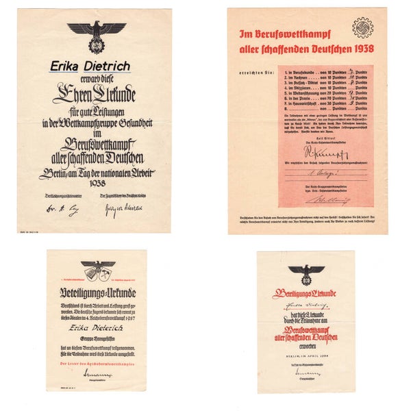 WWII German Hitlerjugend Certificate Set