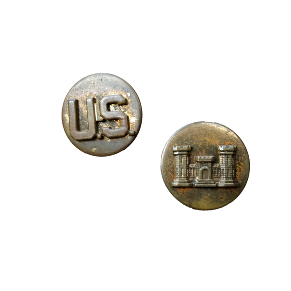 WWII US Collar Disc Set Engineer Screwback