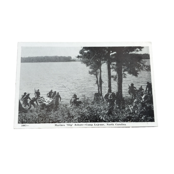 WWII US Postcard Camp Lejeune Marines Ashore
