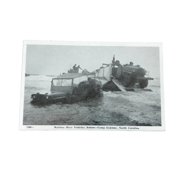 WWII US Postcard Camp Lejeune Vehicles Ashore
