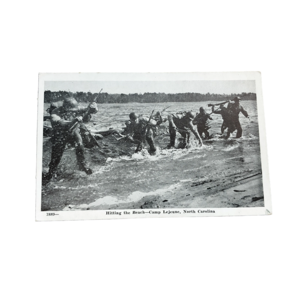 WWII US Postcard Camp Lejeune Hitting The Beach