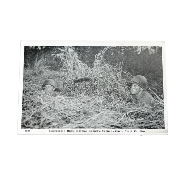 WWII US Postcard Camp Lejeune Machine Gunners