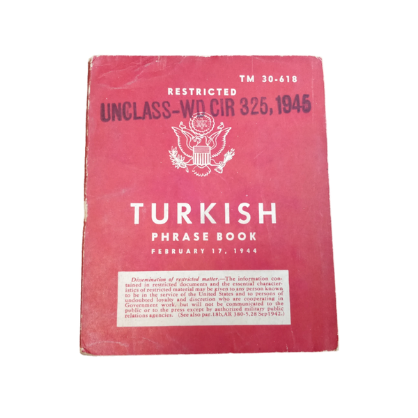 WWII US Turkish Phrase Book