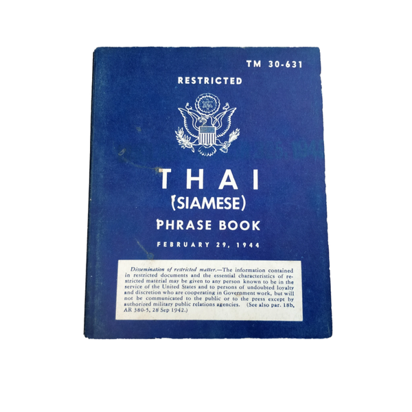 WWII US Thai Phrase Book