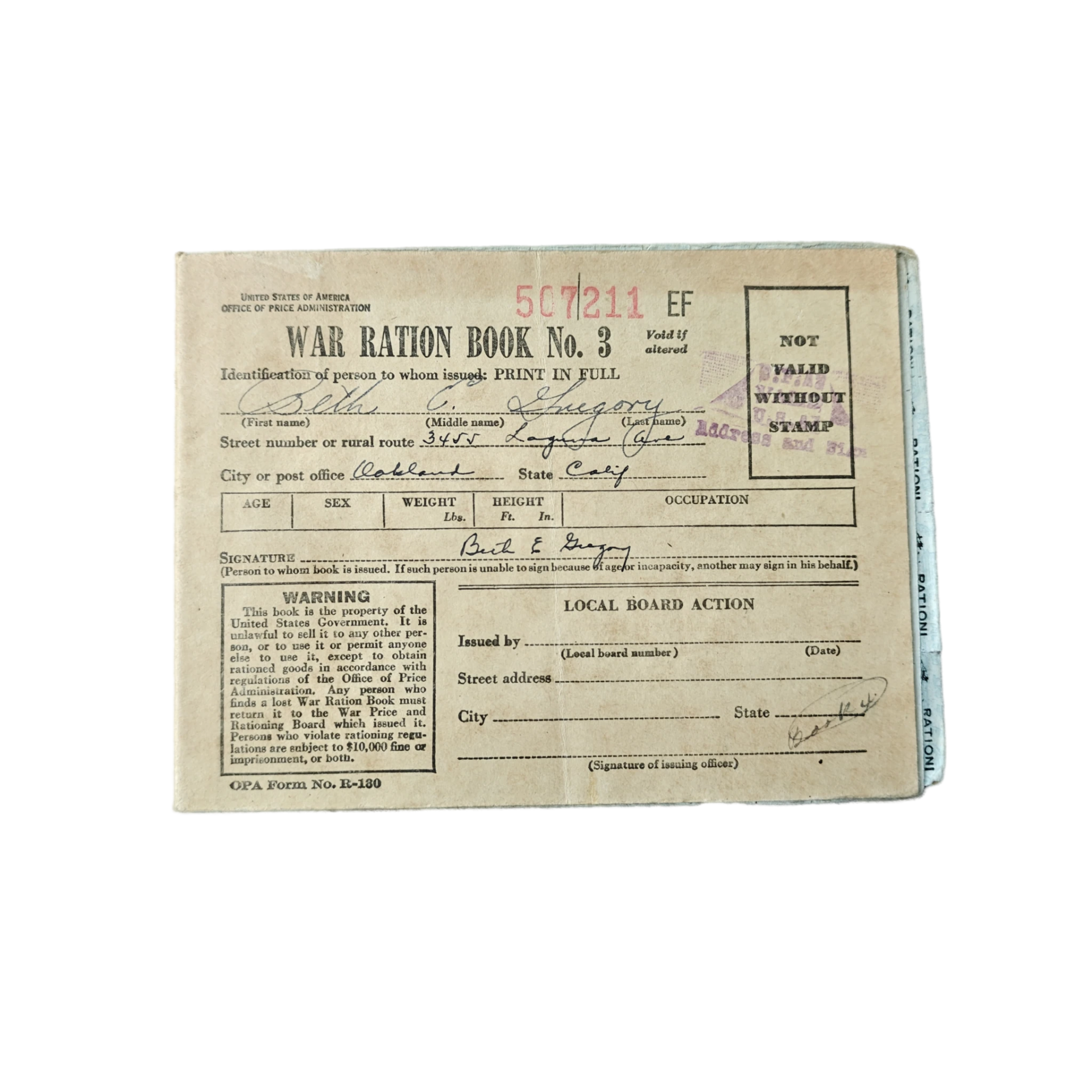 WWII US OPA Ration Booklet