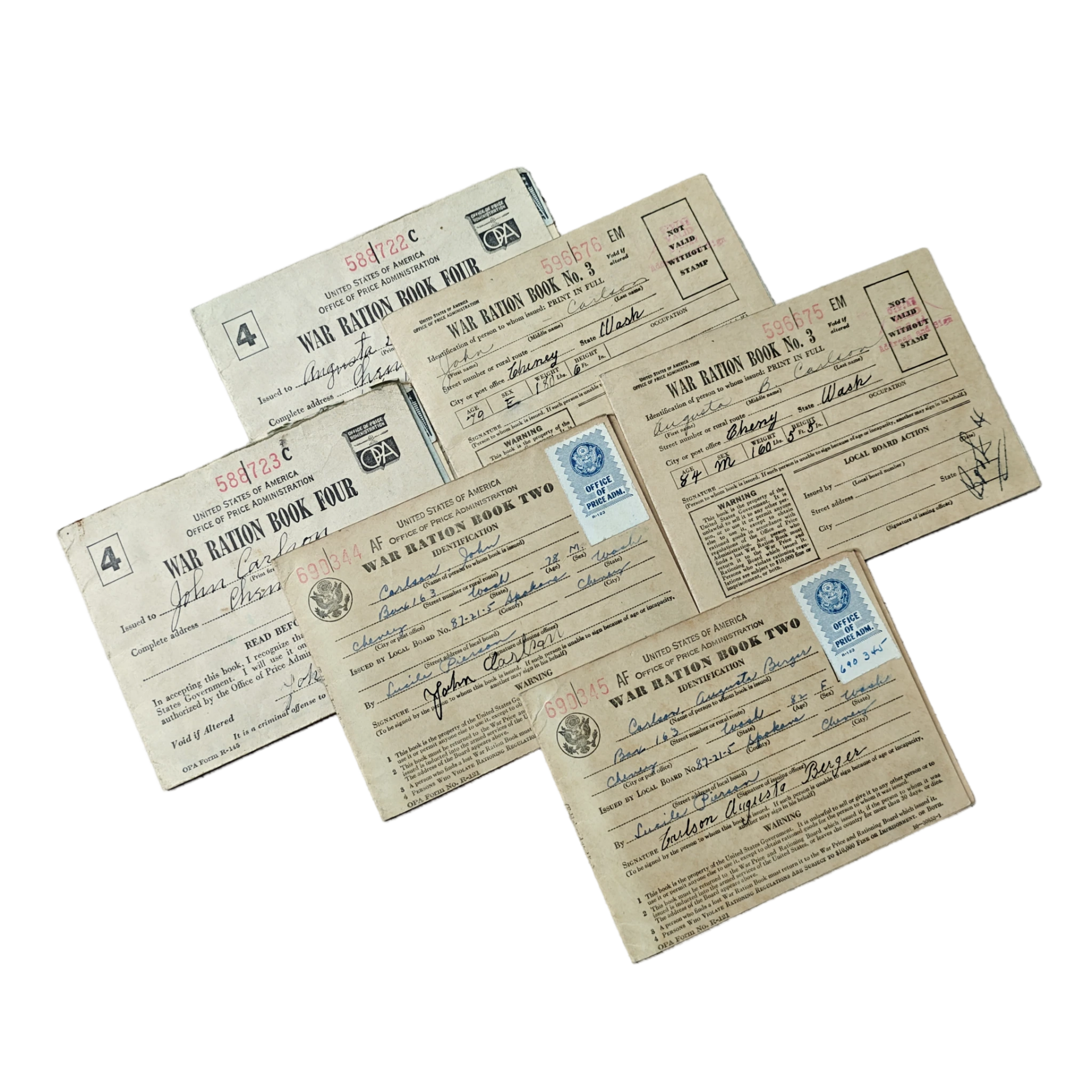 WWII US OPA Ration Booklet Set