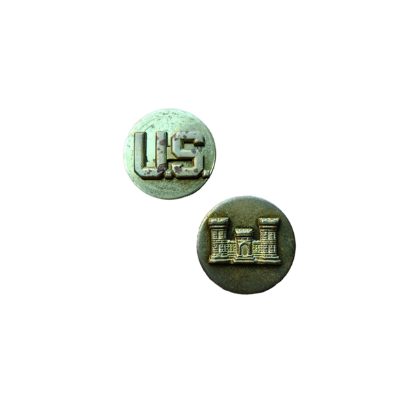 WWII US Collar Disc Set Engineer Screwback