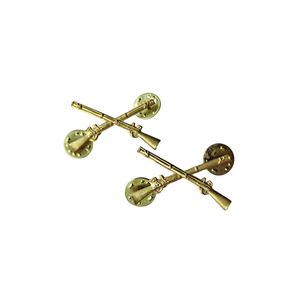 WWII US Collar Pin Set Infantry Bruxelles