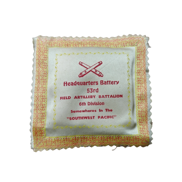 WWII US Sweetheart Pillow 53rd Field Artillery Battalion Small