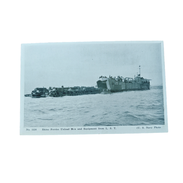 WWII USMC Postcard Unloading L.S.T.