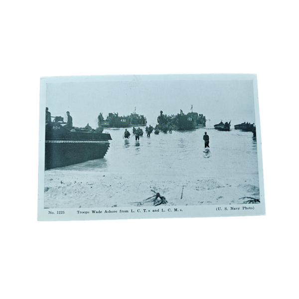 WWII USMC Postcard Troops Ashore