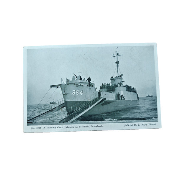 WWII USMC Postcard Landing Craft Solomons