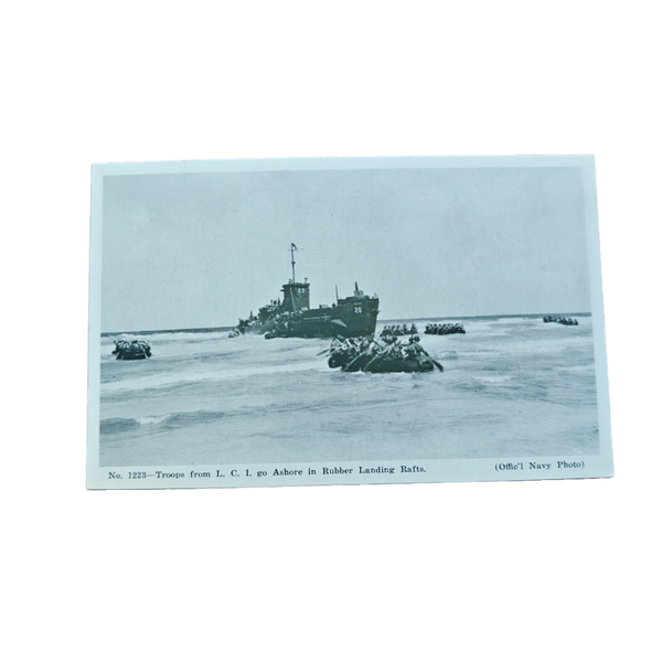WWII USMC Postcard Rubber Landing Rafts