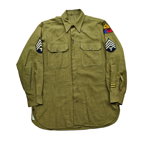 WWII US Wool Shirt 4th Armored Division 704th Tank Destroyer Battalion Named