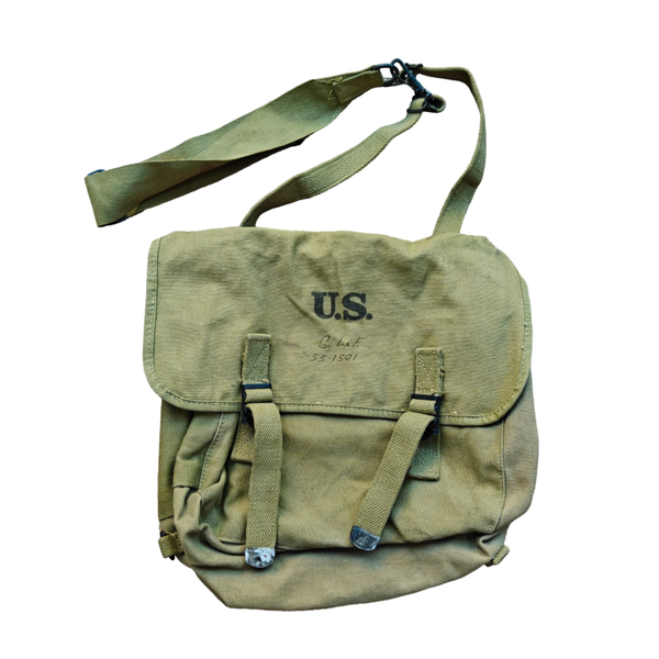 WWII US Musette Bag With Strap 1943 Named Air Force
