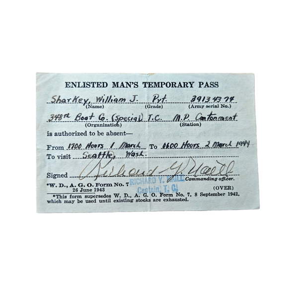 WWII US Enlisted Mans Pass