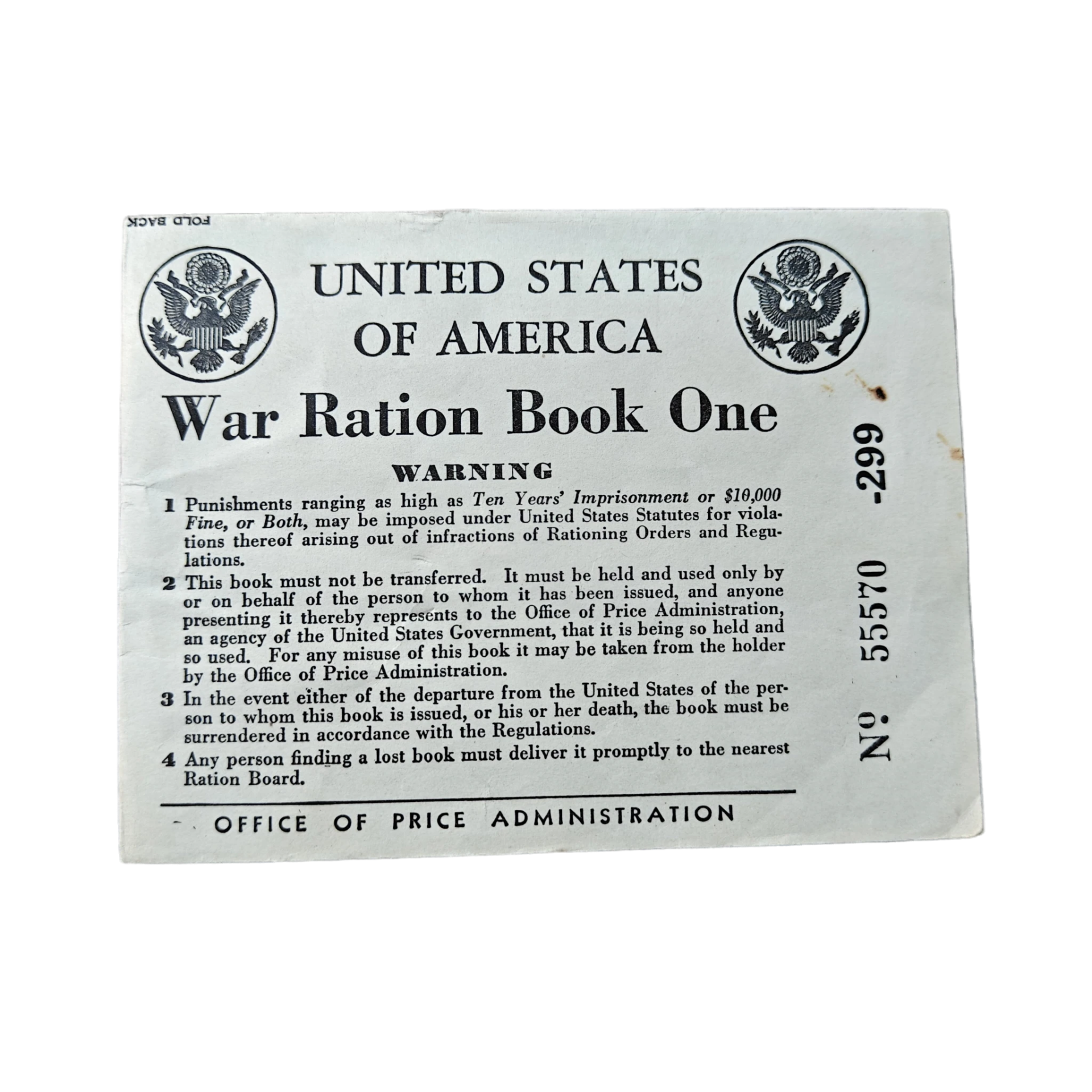 WWII US OPA Ration Booklet