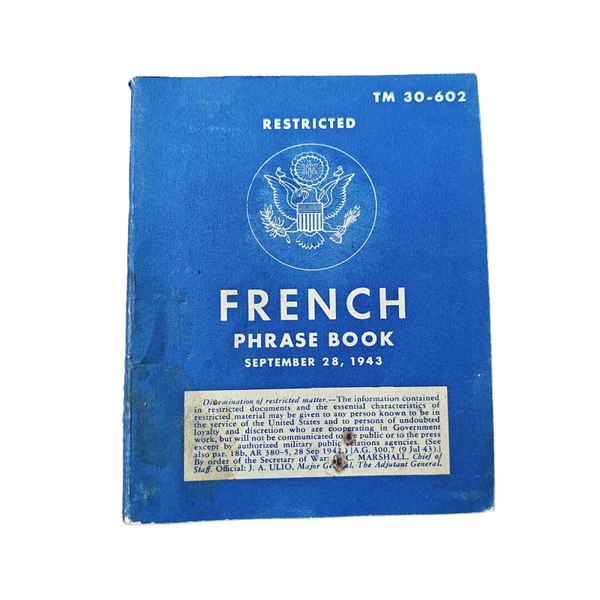 WWII US French Phrase Book