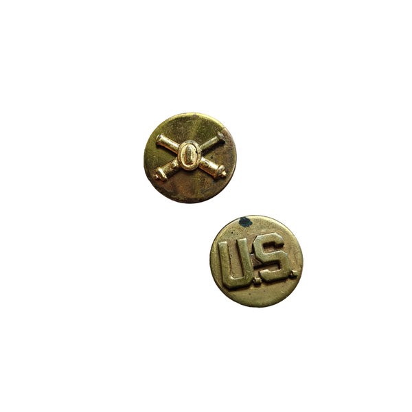 WWII US Collar Disc Set Coast Artillery Screwback