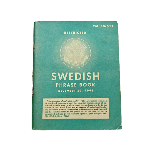 WWII US Swedish Phrase Book
