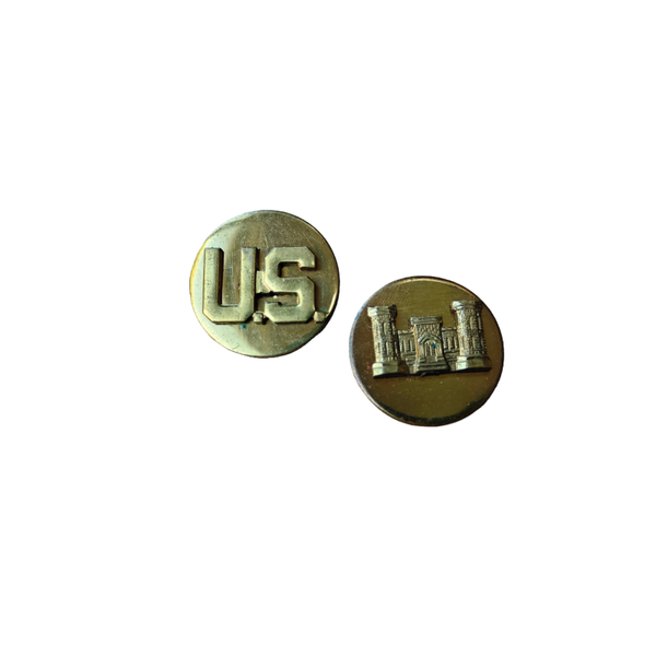 WWII US Collar Disc Set Engineer Screwback