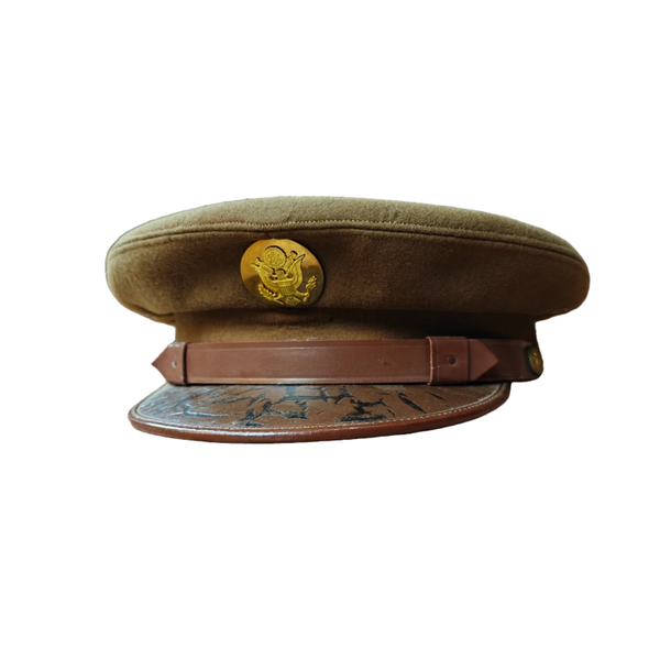WWII US Wool EM/NCO Visor Cap Named