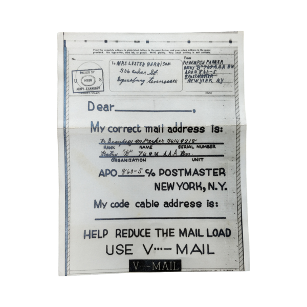 WWII US V-Mail Letter
