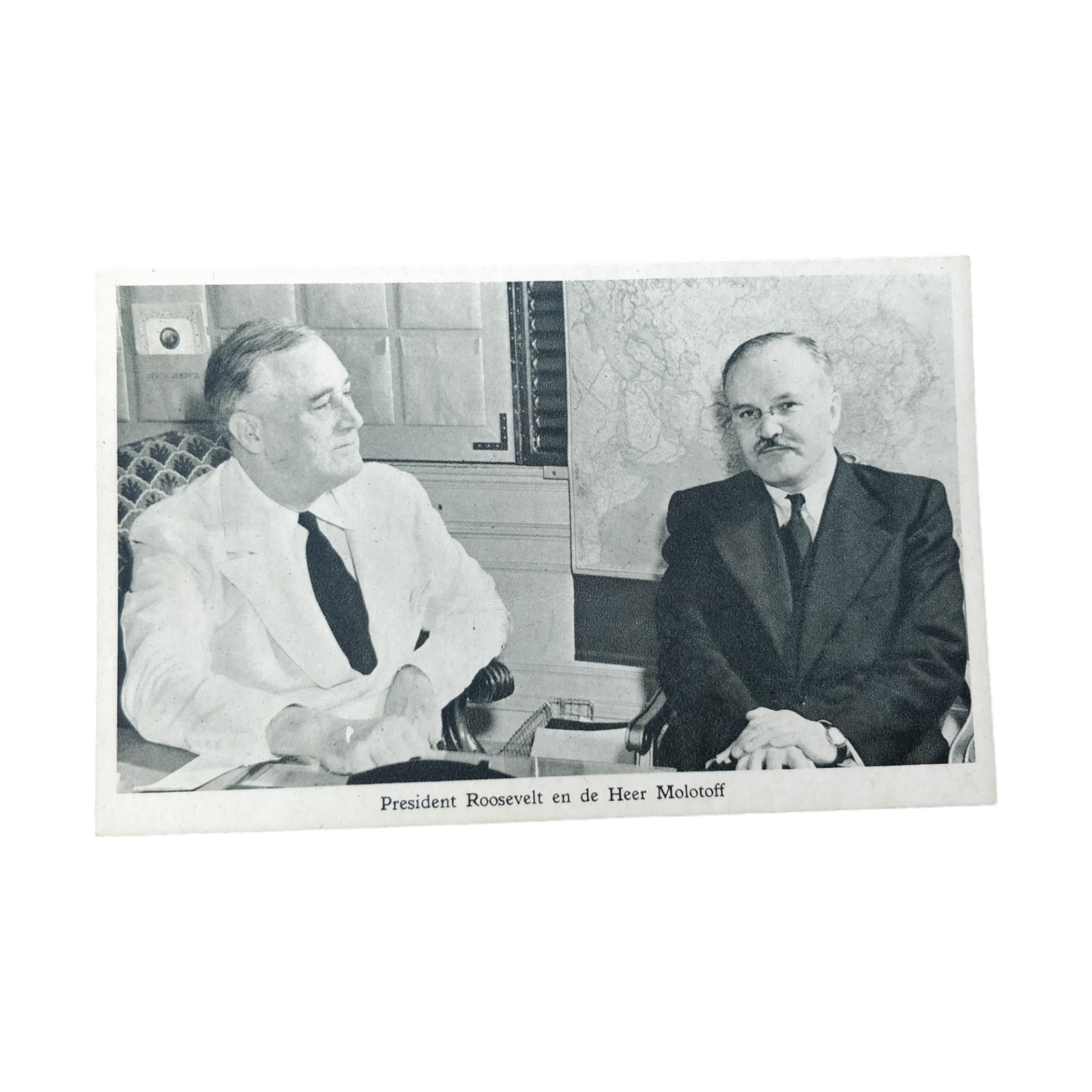 WWII Dutch / British Postcard Roosevelt & Molotoff