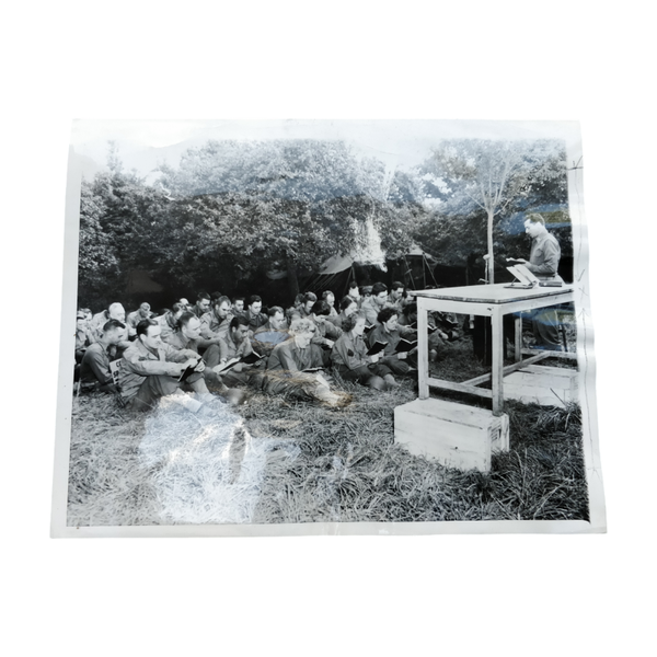 WWII US Press Photograph Church Service France