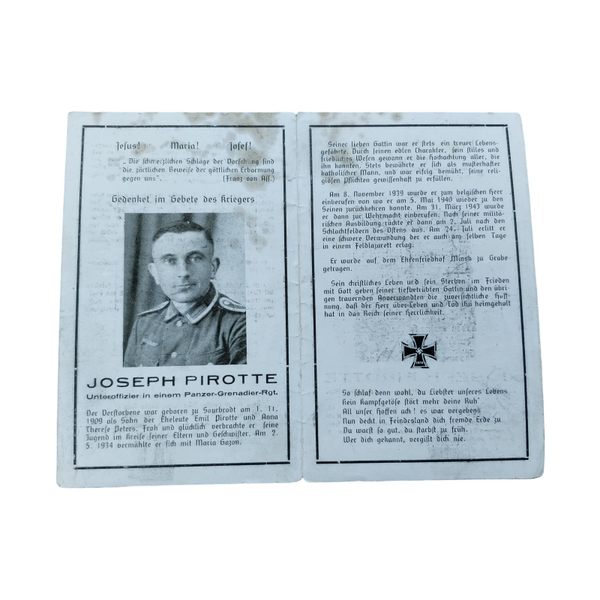 WWII German Death Card Panzergrenadier Minsk