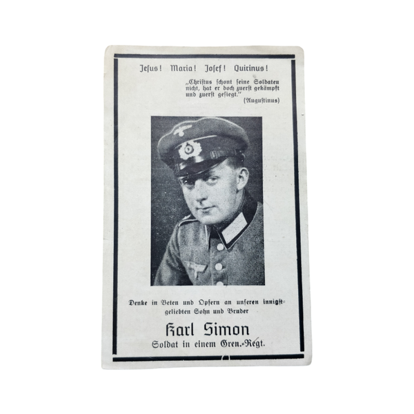 WWII German Death Card Grenadier