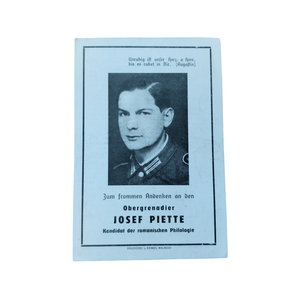WWII German Death Card Infantry