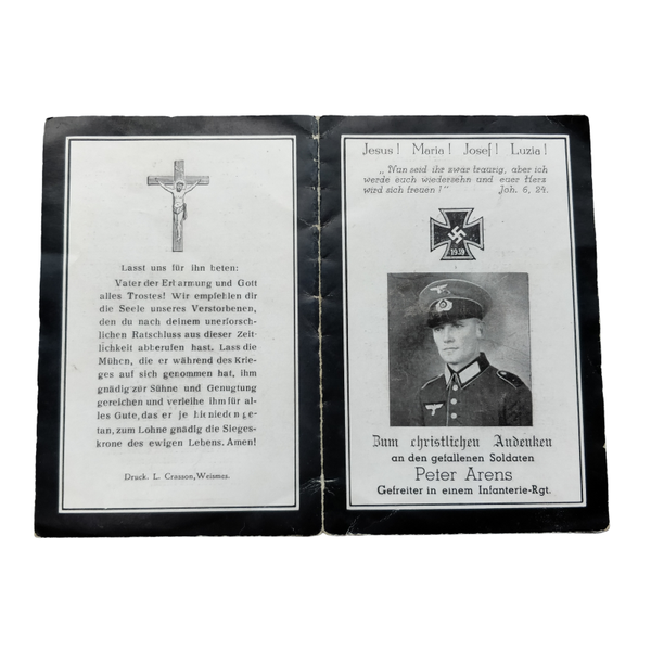 WWII German Death Card Infantry Kopfverwundung