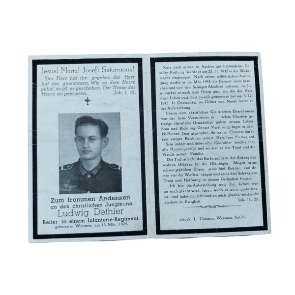WWII German Death Card Grenadier